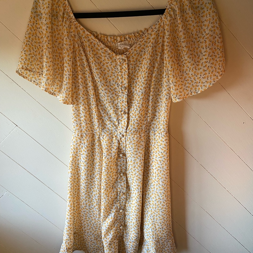 Sienna Sky Yellow Floral Button-Front Mini Dress